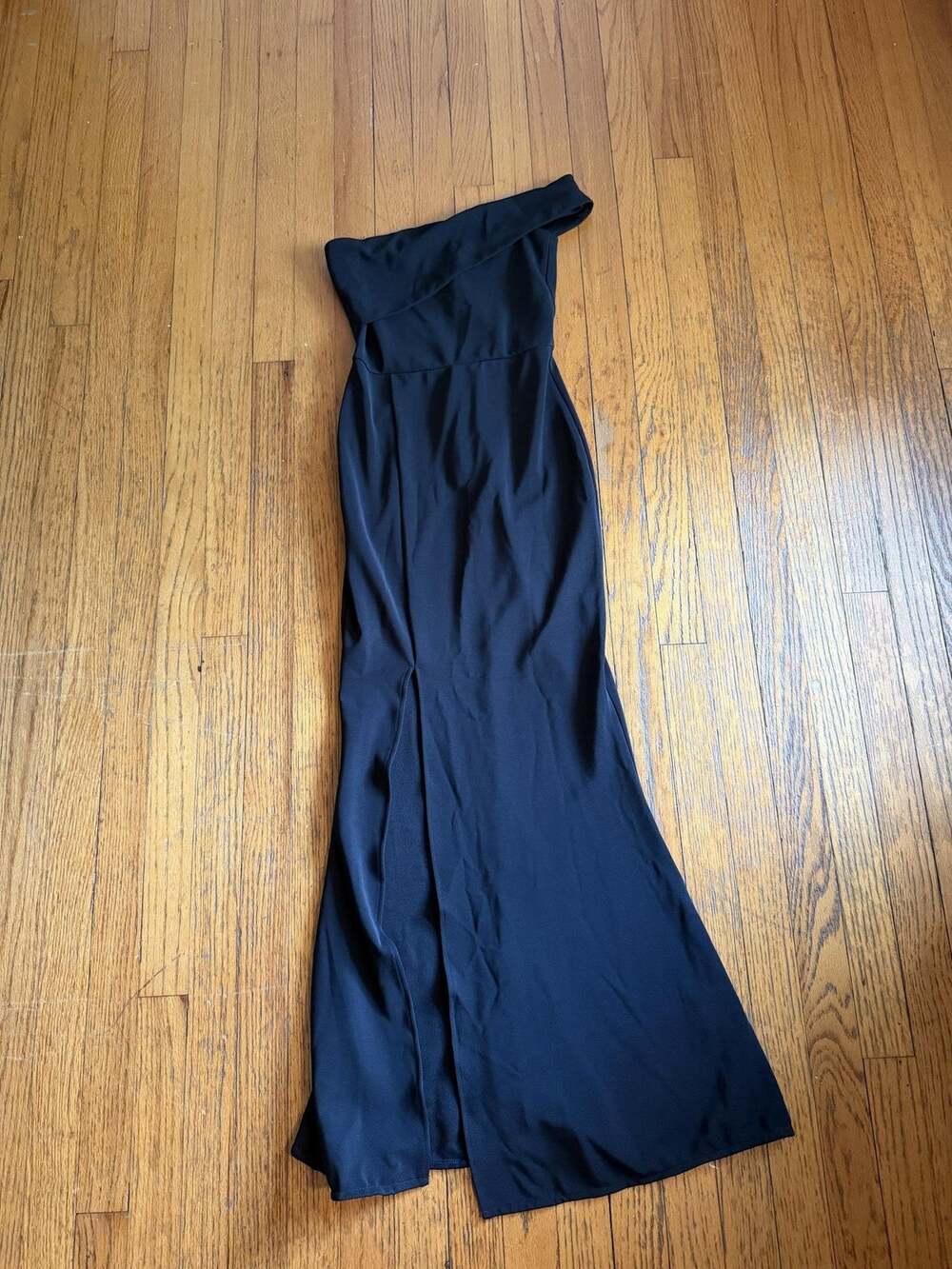 Showpo Dress Womens 0 Black One Shoulder Side Slit Mermaid Maxi Formal Gown
